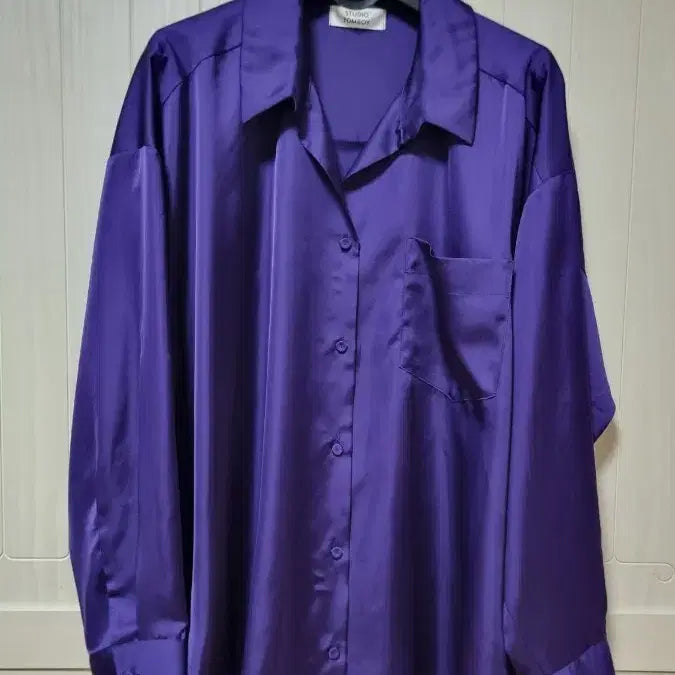 [BUNJANG] Studio Tomboy Purple Silk Shirt / 스튜디오 톰보이 퍼플 실크 셔츠