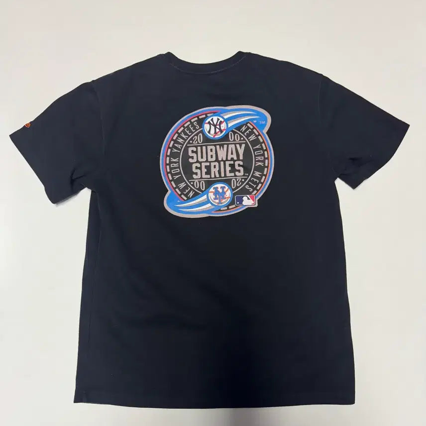 [BUNJANG] New Era Double Logo Graphic T-Shirt Black / 뉴에라 뒷 프린팅 더블 로고 반팔 티셔츠 M ~ L 블랙