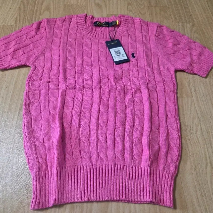 [BUNJANG] Polo Ralph Lauren Pink Cable Knit Short Sleeve Top / 폴로 랄프로렌 핑크 케이블 니트 새상품