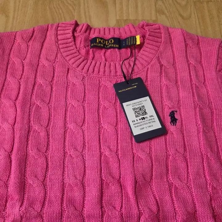 [BUNJANG] Polo Ralph Lauren Pink Cable Knit Short Sleeve Top / 폴로 랄프로렌 핑크 케이블 니트 새상품