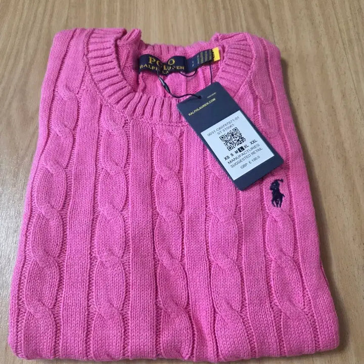 [BUNJANG] Polo Ralph Lauren Pink Cable Knit Short Sleeve Top / 폴로 랄프로렌 핑크 케이블 니트 새상품