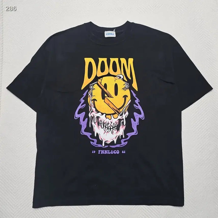 [BUNJANG] COVILL DOOM Smile Printing Short-Sleeve T-Shirt / COVILL DOOM 스마일 프린팅 반팔 티셔츠