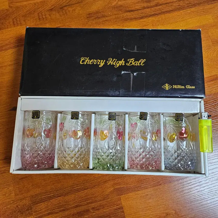 [BUNJANG] Mirim Glass Cherry High Ball Goblet Set (5pcs) / 90년대 올드 빈티지 미림글라스 체리하이볼 고블렛 5pcs.