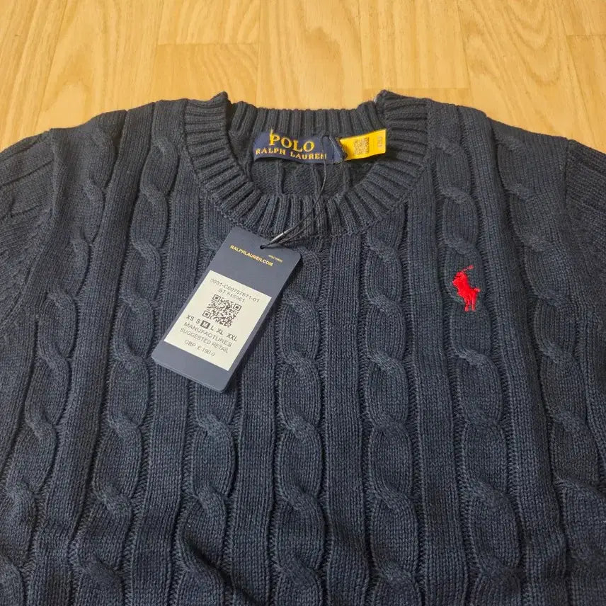 [BUNJANG] Polo Ralph Lauren Cable Knit Short Sleeve Knit Navy / 폴로 랄프로렌 케이블 반팔 니트 네이비
