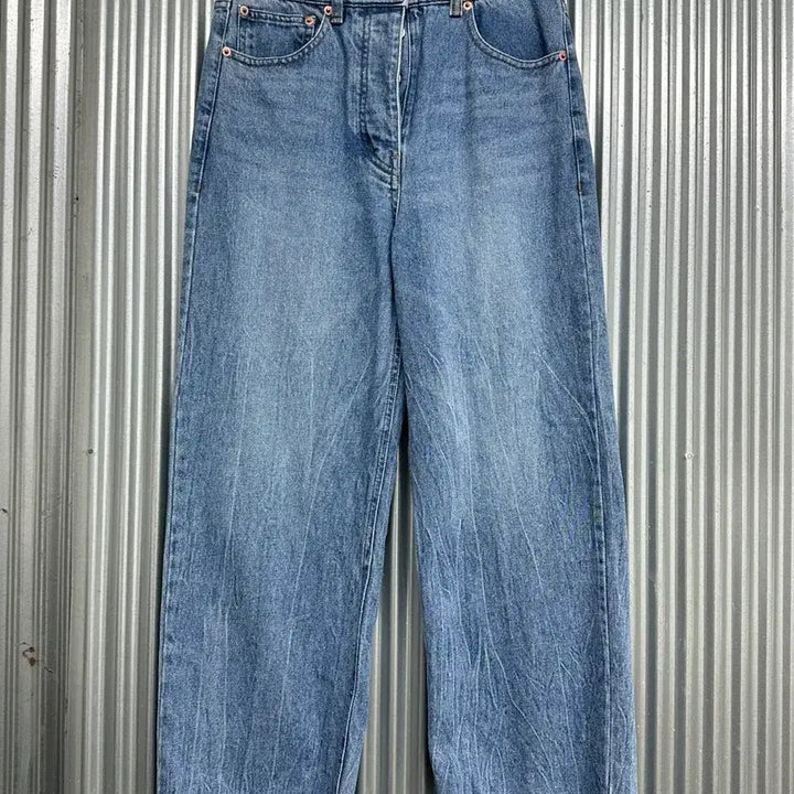 [BUNJANG] System Stove Pipe Wide Denim Jeans Indigo Button-Fly / 64-94 시스템 한섬 스토브파이프 와이드 데님 청바지 인디고 버튼플라이