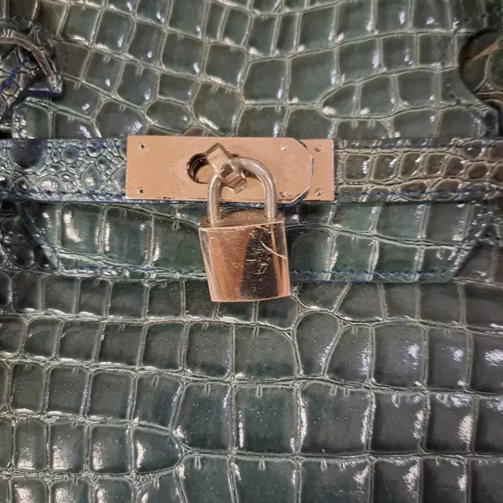 [BUNJANG] HARDY AMIES Emerald Green Crocodile Tote Bag / HARDY AMIES. 에메랄드 그린 악어백 토트백 스타일
