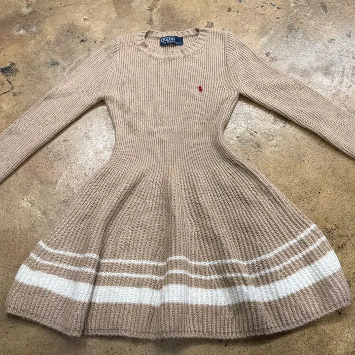 [BUNJANG] Polo Ralph Lauren Beige Knit Sweater Skirt / [정품] 폴로 랄프로렌 베이지 니트 스웨터 스커트