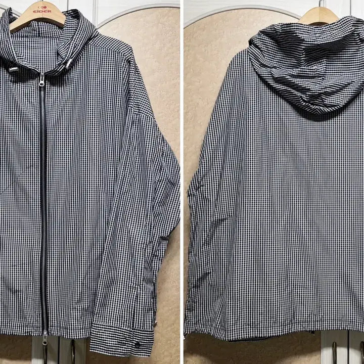 [BUNJANG] HANA UNNIE Check Hooded Windbreaker Jumper / 하나언니_체크 후드 바람막이 점퍼