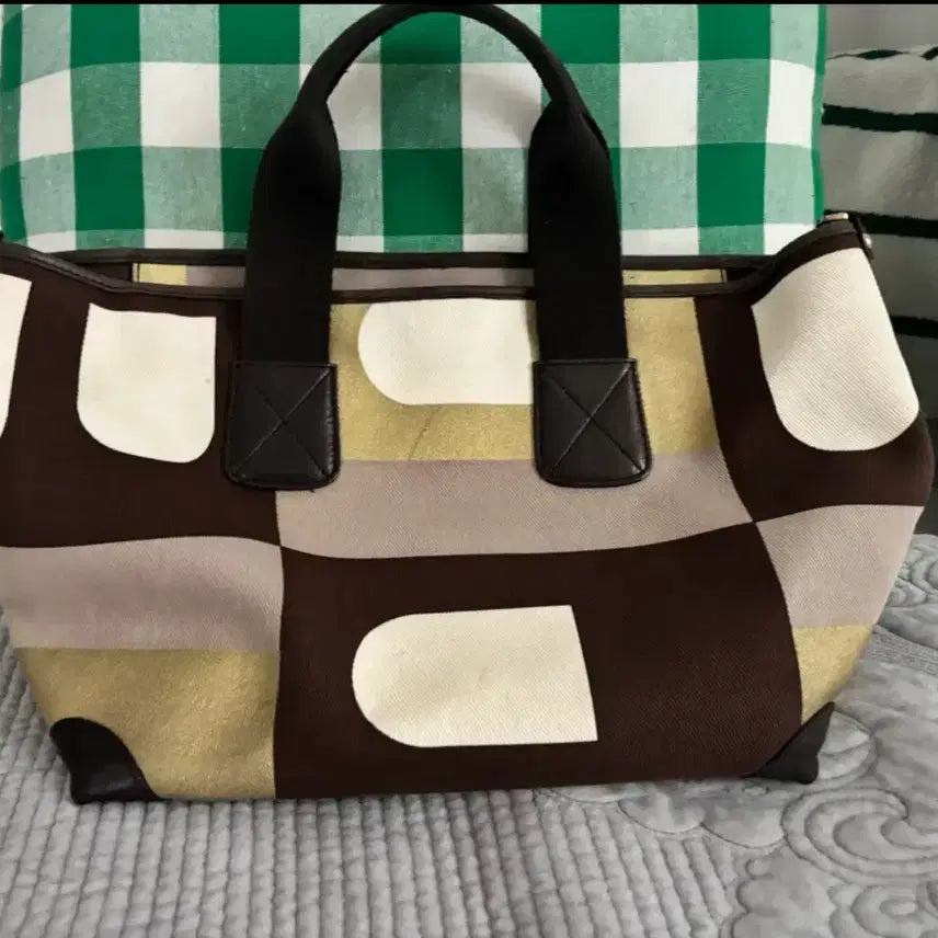 [BUNJANG] Bally Leather Canvas Tote Bag Brown / 발리 정품  토트백