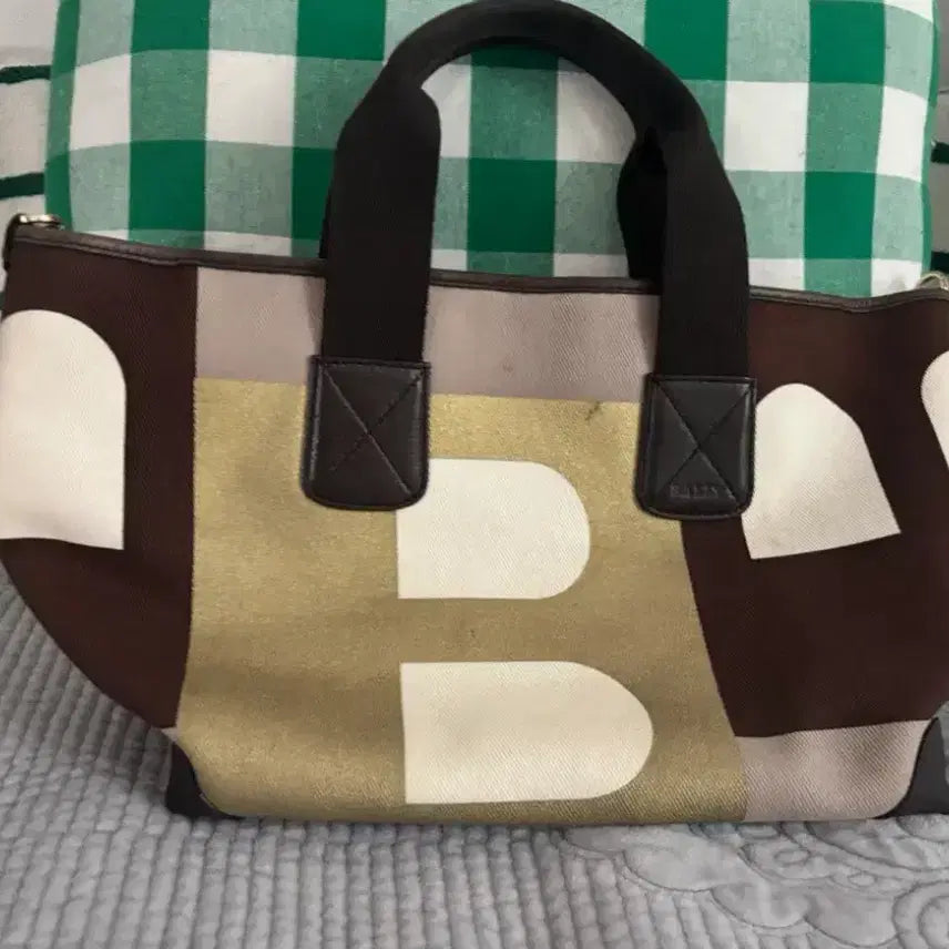 [BUNJANG] Bally Leather Canvas Tote Bag Brown / 발리 정품  토트백