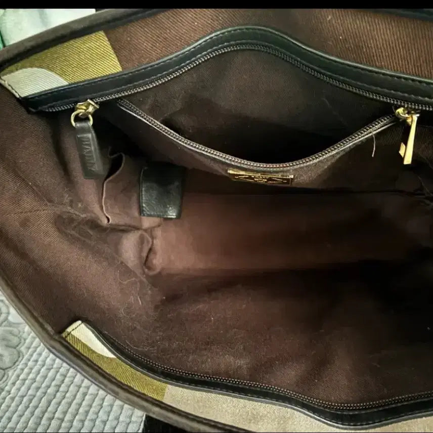[BUNJANG] Bally Leather Canvas Tote Bag Brown / 발리 정품  토트백