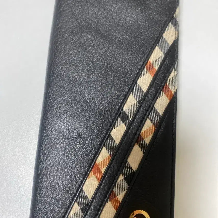[BUNJANG] Beverly Hills Black Leather Checkered Long Wallet / Beverly Hills 가죽 장지갑 블랙 체크