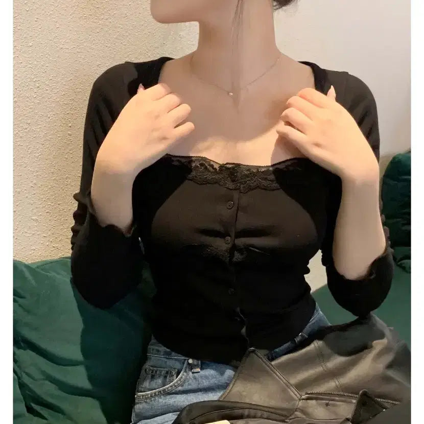 [BUNJANG] Zaenio Belle Lace Cardigan / 제니오 zaenio 벨 레이스 가디건(박현지 가디건)