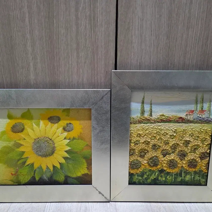 [BUNJANG] Sunflower Oil Painting Set (2 Pieces) / 해바라기 유화 액자 2개 세트