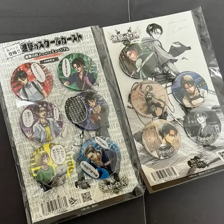 [BUNJANG] Attack on Titan Hita Museum Limited Can Badge Bundle Set / 진격의거인 히타뮤지엄 한정 캔뱃지 에렌 미카사 아르민 리바이 한지 엘빈