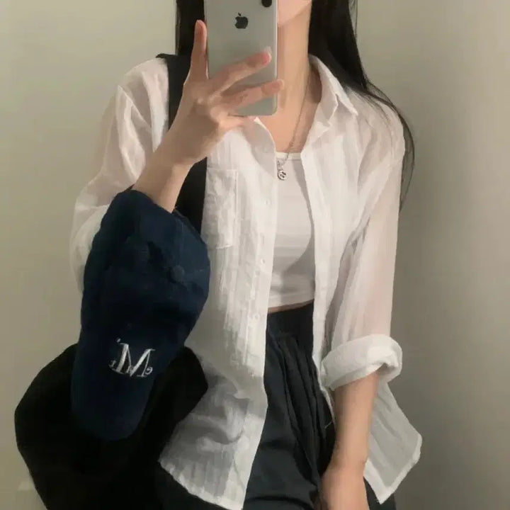 [BUNJANG] Sugar Powder Linen Shirt White / 에이블리 슈가파우더 린넨 셔츠 화이트