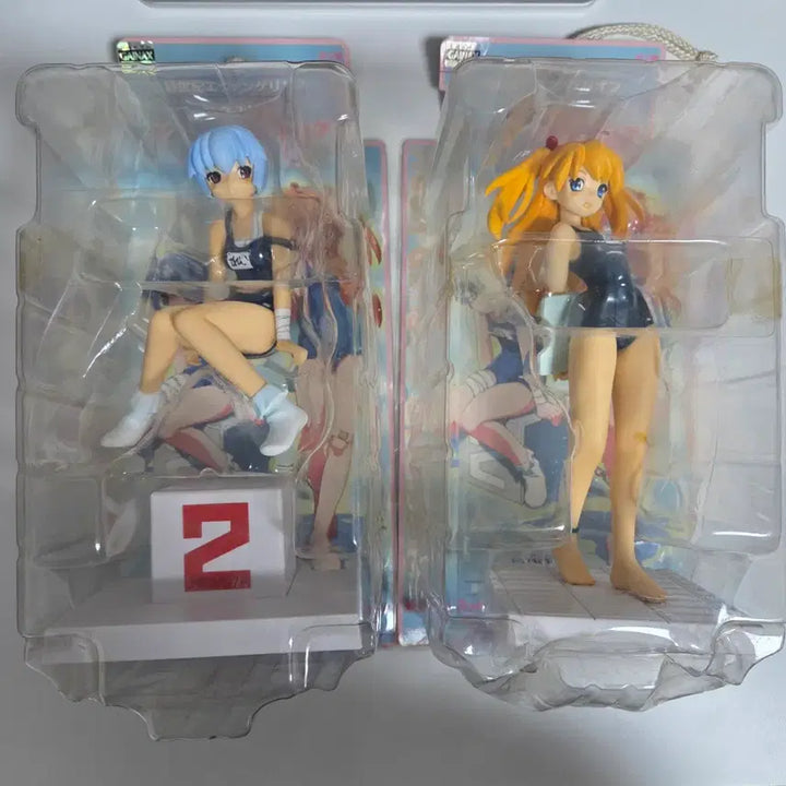 [BUNJANG] Evangelion Asuka &amp; Rei Swimsuit Figure Bundle Set / [일괄] 에반게리온 수영복 레이 아스카 피규어