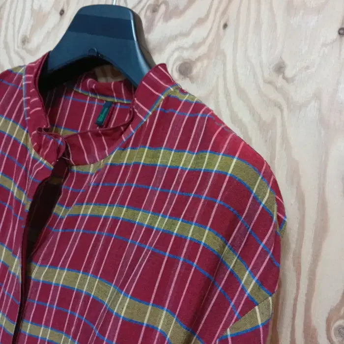 [BUNJANG] Benetton Check Rayon Dress / 베네통 체크 레이온 원피스