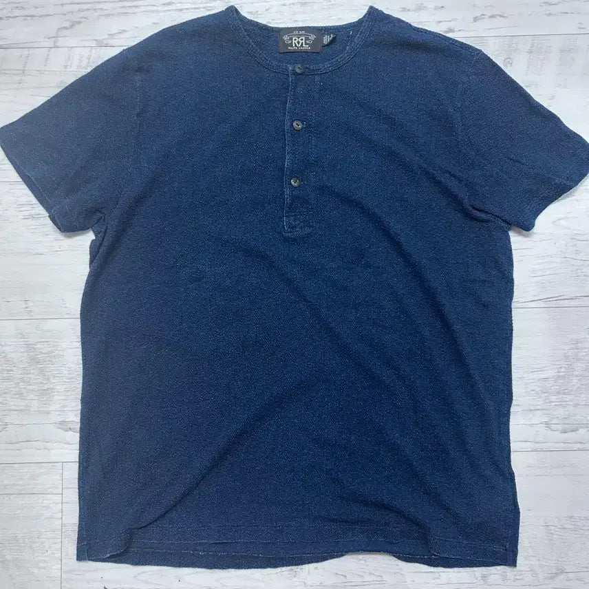 [BUNJANG] RRL Indigo Waffle Henley Short Sleeve XL / RRL 인디고 와플 헨리넥 반팔 XL