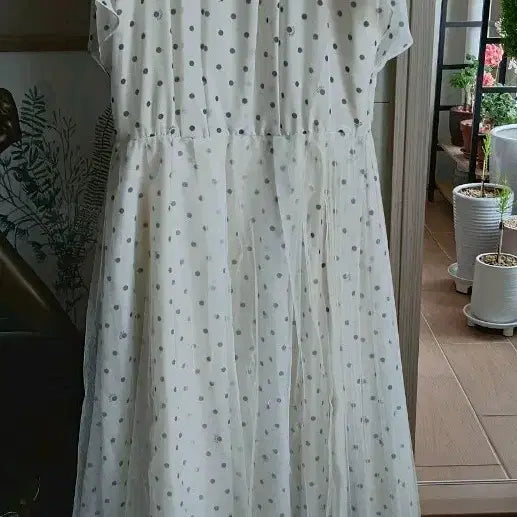 [BUNJANG] Ivory Polka Dot Long Dress / 아이보리 땡땡이 롱 원피스55
