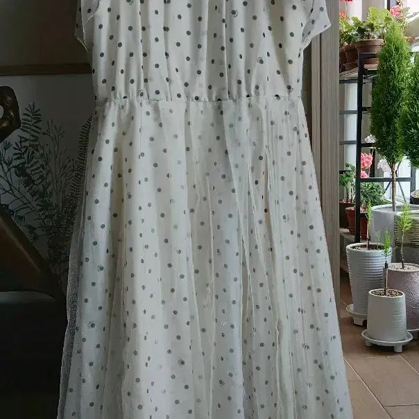 [BUNJANG] Ivory Polka Dot Long Dress / 아이보리 땡땡이 롱 원피스55