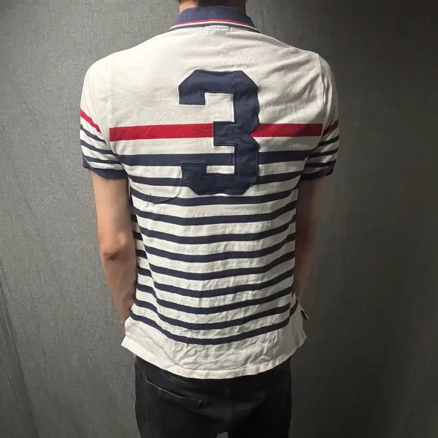 [BUNJANG] Polo Ralph Lauren Big Pony 3 Stripe T-Shirt / 폴로 빅포니 3 스트라이프 반팔
