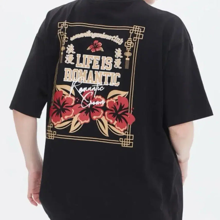 [BUNJANG] Romantic Crown Oriental Flower Short Sleeve T-Shirt / 로맨틱크라운 / 오리엔탈 플라워 반팔티셔츠, 남성 티셔츠
