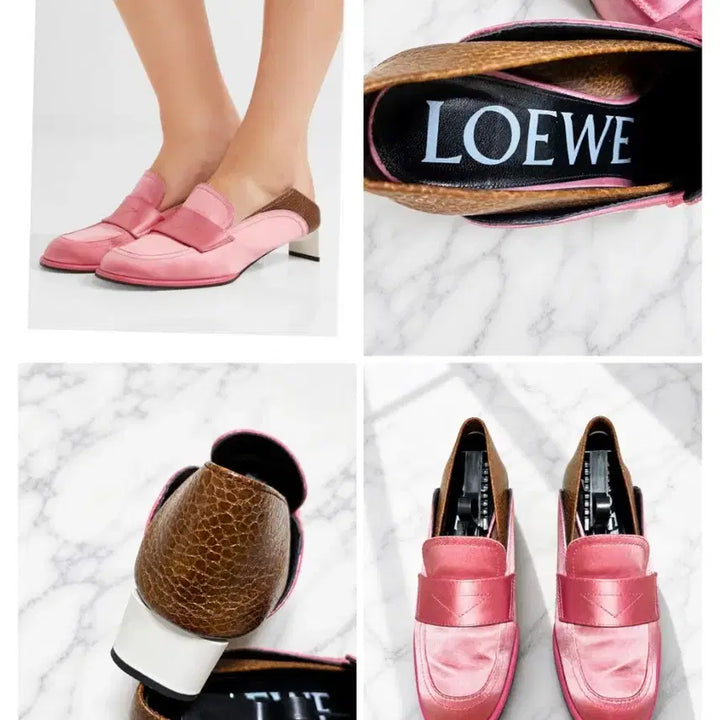[BUNJANG] Loewe Champagne Pink Satin Twisted Heel Loafers / (정품) LOEWE 로에베 샴페인 핑크 새틴 로퍼 힐 / 트위스트 힐