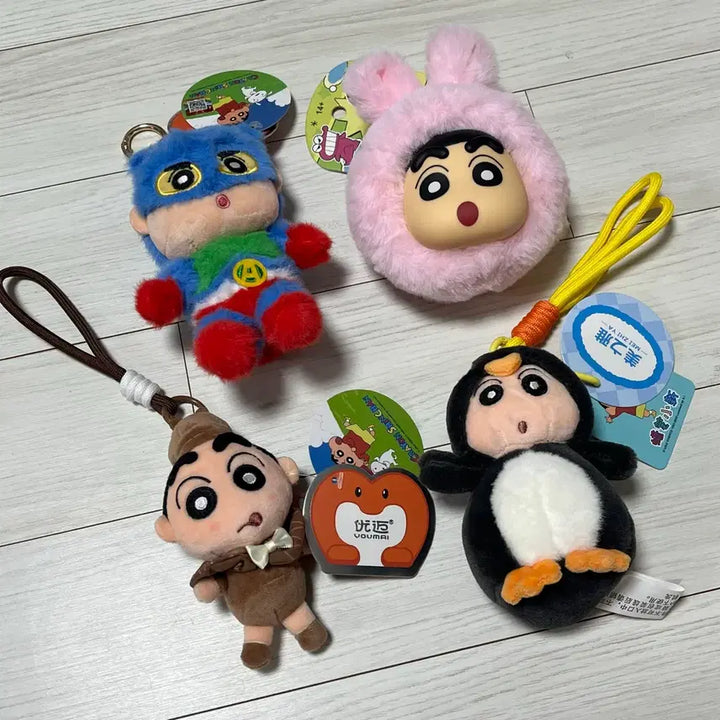 [BUNJANG] Crayon Shin-chan 4종 Set Plush Keychain / 짱구는못말려 짱구 인형 키링 4종 일괄