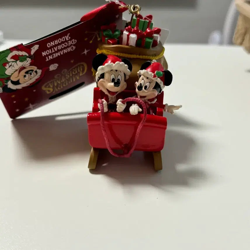 [BUNJANG] Disney Mickey Mouse &amp; Minnie Mouse Santa Sleigh Ornament / 디즈니 미키 미니 산타 썰매 오너먼트