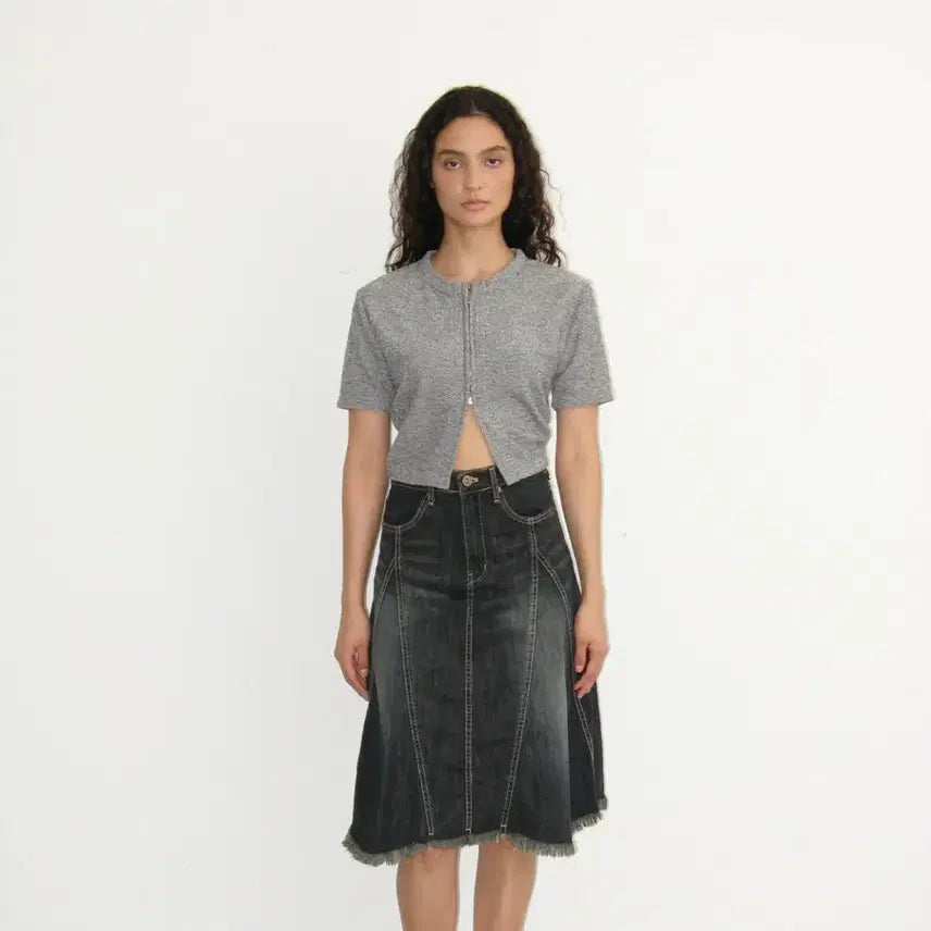 [BUNJANG] Polhem Washed Denim Midi Skirt / 폴리수엠 washed denim midi skirt