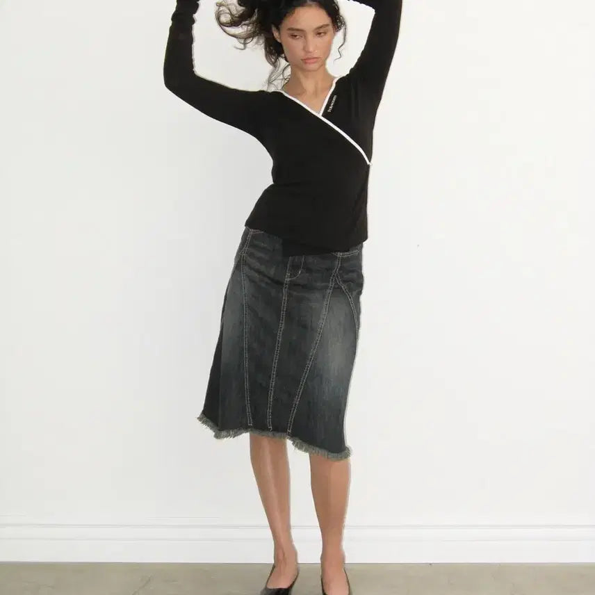 [BUNJANG] Polhem Washed Denim Midi Skirt / 폴리수엠 washed denim midi skirt