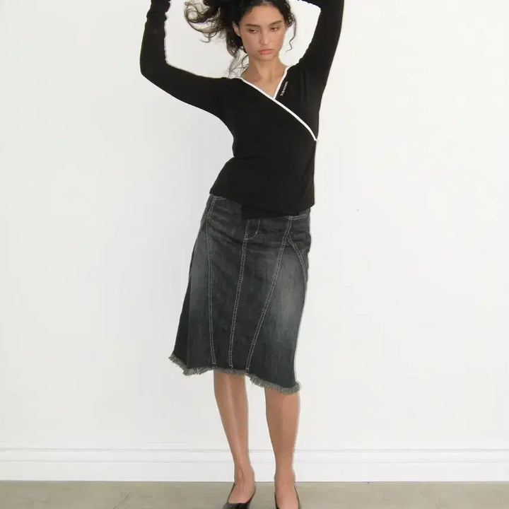 [BUNJANG] Polhem Washed Denim Midi Skirt / 폴리수엠 washed denim midi skirt