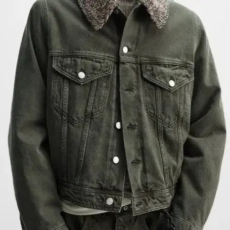 [BUNJANG] Zara Náhuíchica Denim Jacket Dark Khaki XL / [XL] 자라 나누시카 데님 자켓 다크 카키