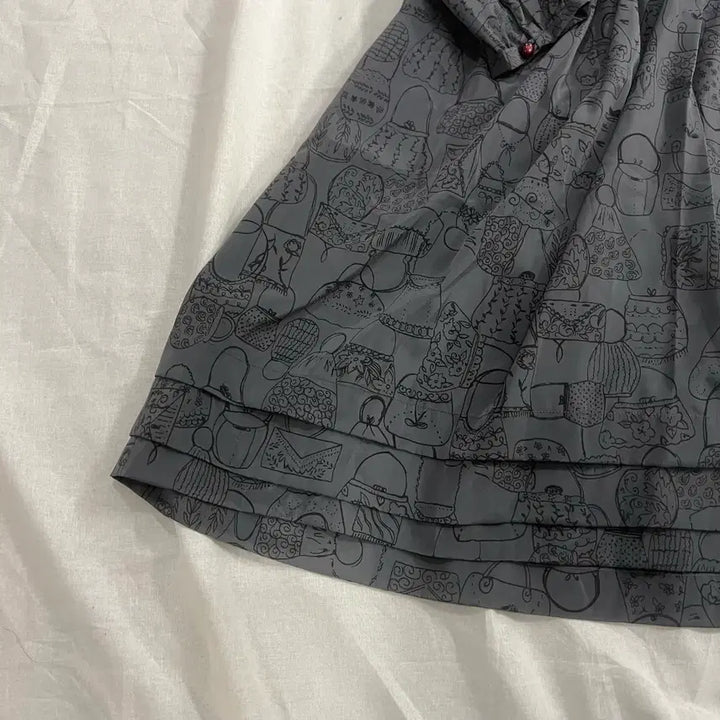 [BUNJANG] Vintage Mori Girl Pattern Long Dress - Gray / 빈티지 모리걸 패턴 롱 원피스 그레이