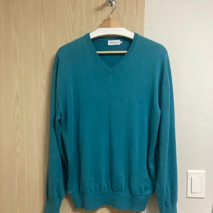 [BUNJANG] Steady Everywear Cotton V-Neck Knit Turquoise Size 2 / 스테디에브리웨어 코튼브이넥니트 터콰이즈 2사이즈