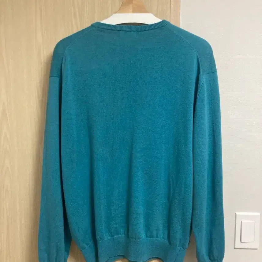 [BUNJANG] Steady Everywear Cotton V-Neck Knit Turquoise Size 2 / 스테디에브리웨어 코튼브이넥니트 터콰이즈 2사이즈