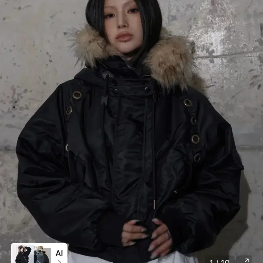 [BUNJANG] Fancy Club Ailet Fur MA-1 Jacket (Black) / 팬시클럽 아일렛 퍼 MA-1 (BLACK)