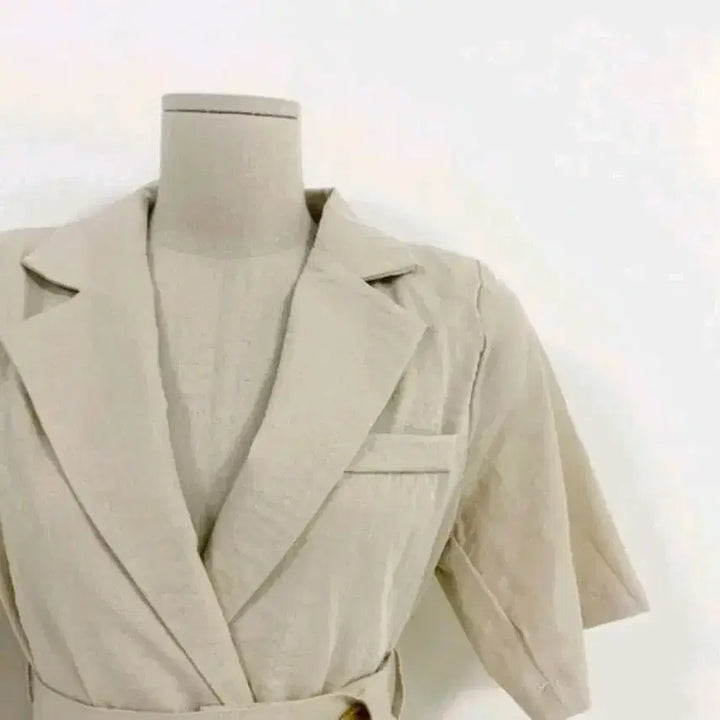 [BUNJANG] Linen Short Sleeve Jacket (Beige) / J52 린넨 반팔 자켓  (베이지)