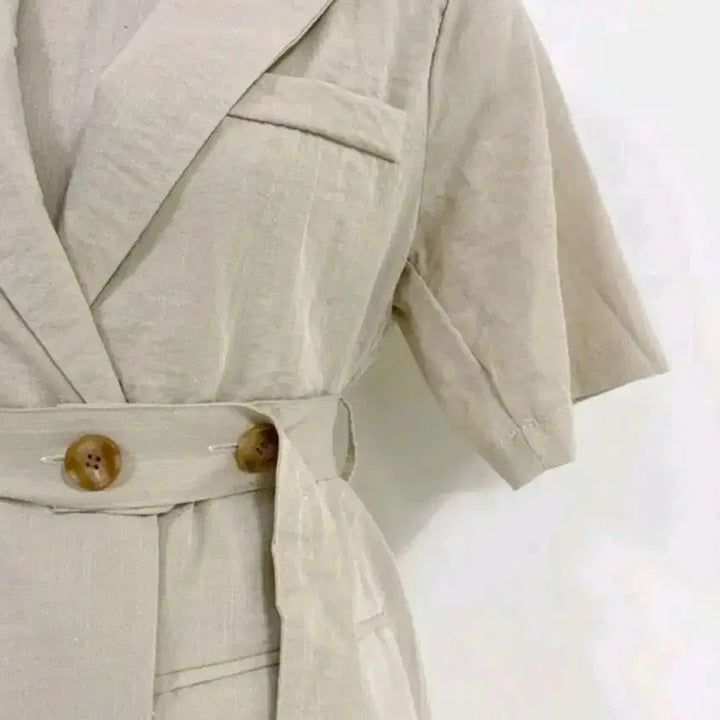 [BUNJANG] Linen Short Sleeve Jacket (Beige) / J52 린넨 반팔 자켓  (베이지)