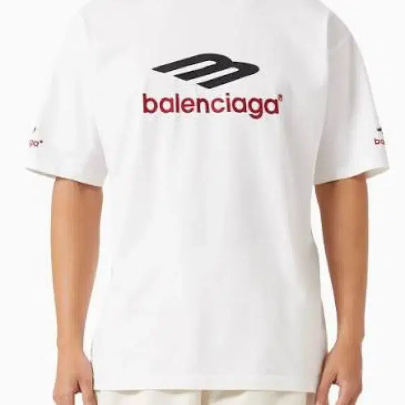 [BUNJANG] Balenciaga 3B Logo Embroidered T-Shirt White / (m) 발렌시아가 3b 로고 자수 티셔츠 화이트