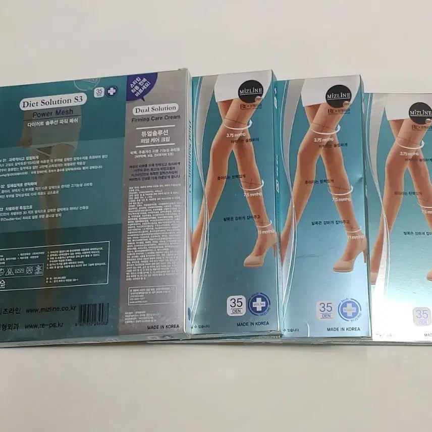 [BUNJANG] Mizline S3 Functional Compression Stockings - Black, 35 Denier (8 Pairs) / 미즈라인 S3 스타킹 8개 기능성 압박스타킹 다이어트 파워메쉬 국산