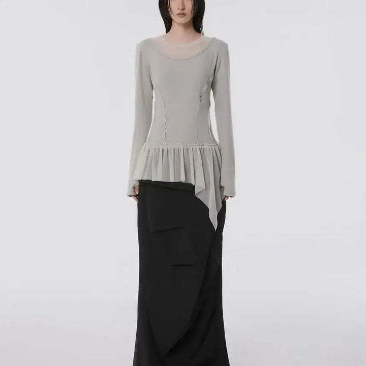 [BUNJANG] Flare Up Layered Lace Frill Long Sleeve / 플레어업 Layered Lace Frill Long Sleeve
