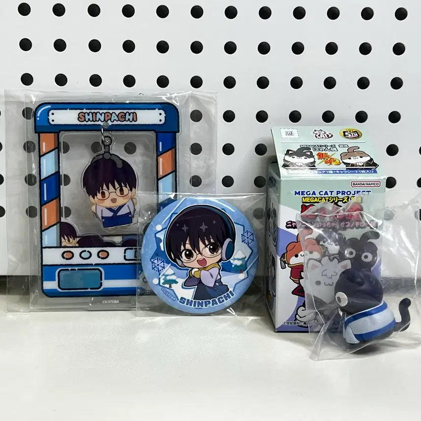 [BUNJANG] Gintama Shinpachi Megacat Characatcher Acrylic Snowball Can Badge Bundle Set / 은혼 신파치 메가캣 캐릭캐처 아크릴 눈싸움 캔뱃지 일괄