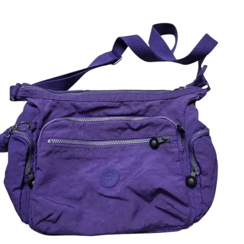 [BUNJANG] Kipling Purple Shoulder Bag/Crossbody Bag with Monkey Keychain / 키플링 퍼플 숄더백 크로스백 가방+ 원숭이키링