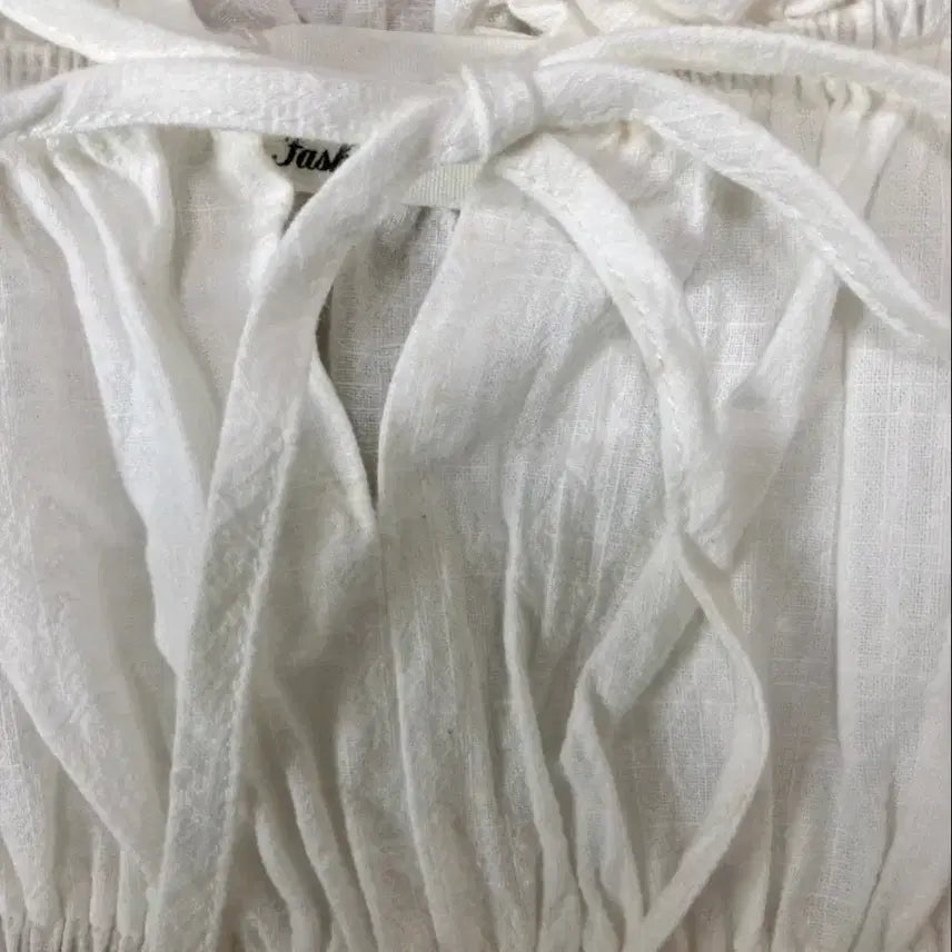 [BUNJANG] White Frill Strap Sleeveless Top / 화이트 프릴 끈 나시