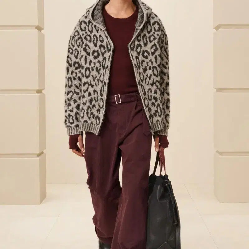 [BUNJANG] Zara SRPLS Leopard Knit Zip-Up Hoodie XL / [XL] 자라 SRPLS 레오파드 니트 후드 집업