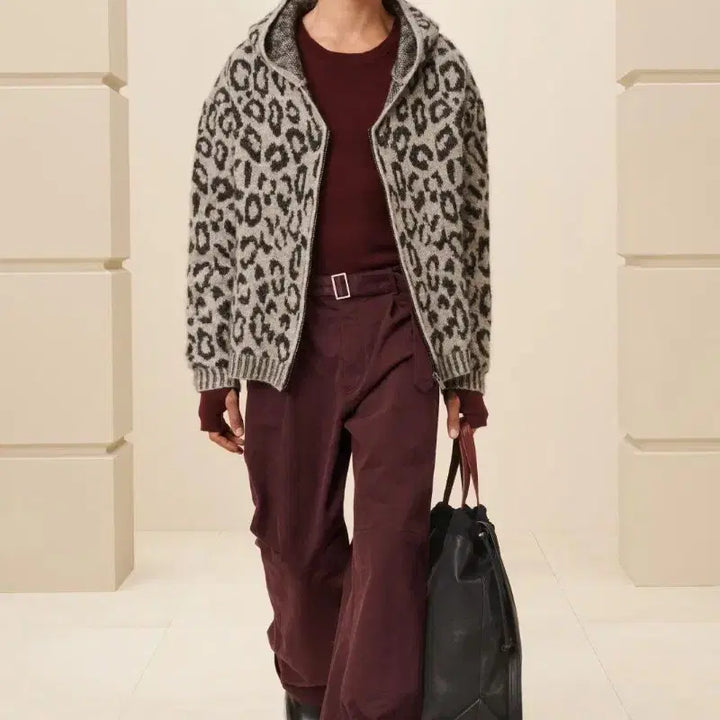 [BUNJANG] Zara SRPLS Leopard Knit Zip-Up Hoodie XL / [XL] 자라 SRPLS 레오파드 니트 후드 집업