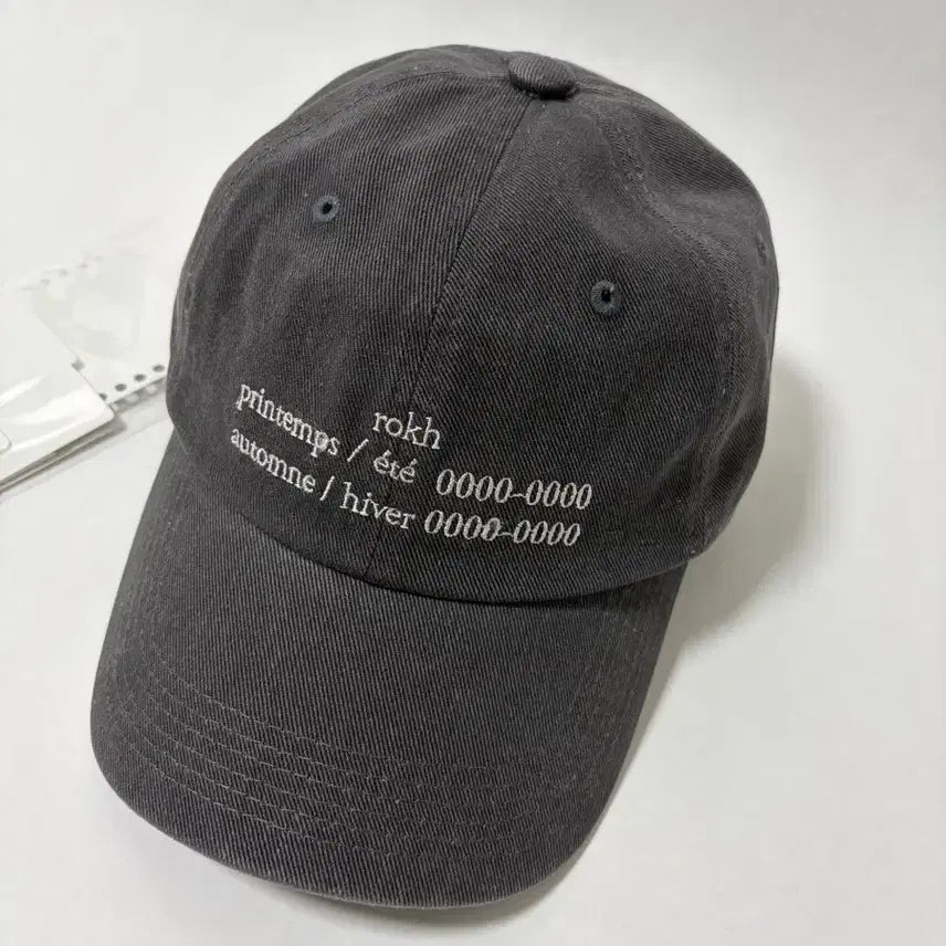 [BUNJANG] ROKH Charcoal Logo Embroidered Cotton Baseball Cap / rokh 볼 캡 새제품 판매