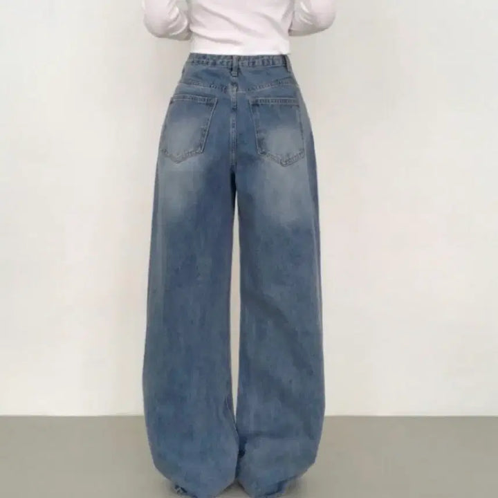 [BUNJANG] Pintuck Wide Denim Pants / 핀턱 와이드 데님